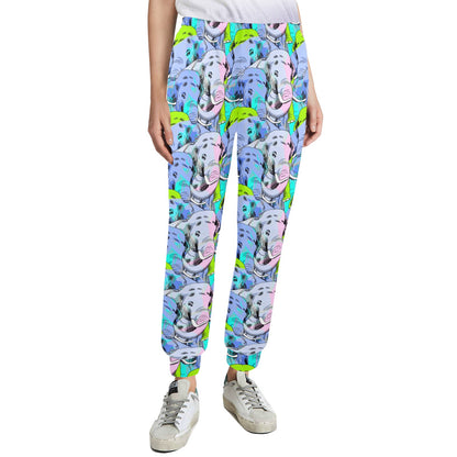 Elephant Art color Print Pattern Women's Casual Track Pants