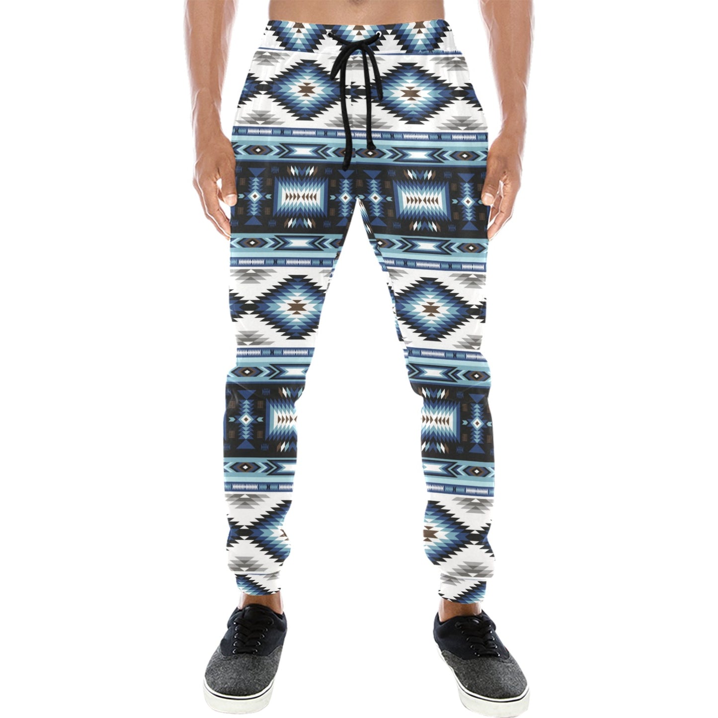 Navajo Dark Blue Print Pattern Men's Sweatpants