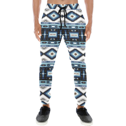 Navajo Dark Blue Print Pattern Men's Sweatpants