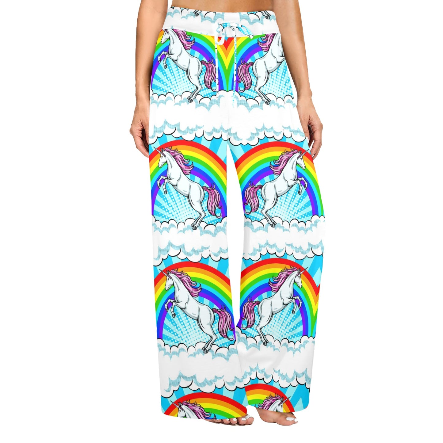 Unicorn Rainbow Women's Wide Leg Lounge Pants
