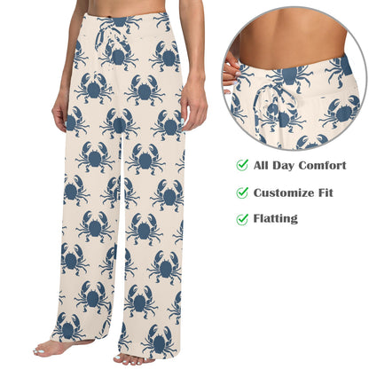 Crab Pattern Print Design 02 Women's Wide Leg Lounge Pants