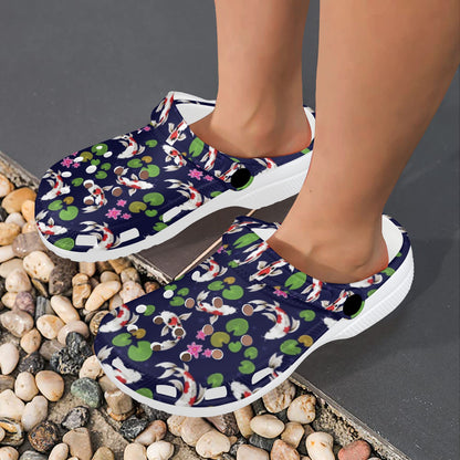 Koi Carp Pattern Design Themed Print Unisex Clogs Shoes