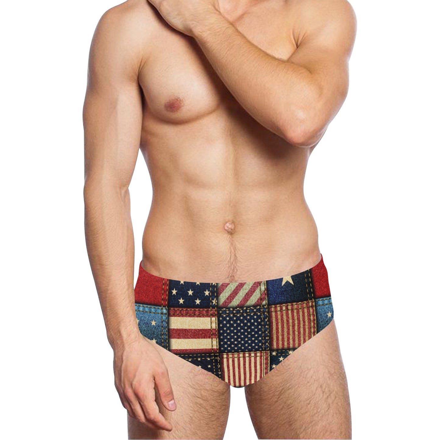 American flag Patchwork Design Men's Swimming Briefs