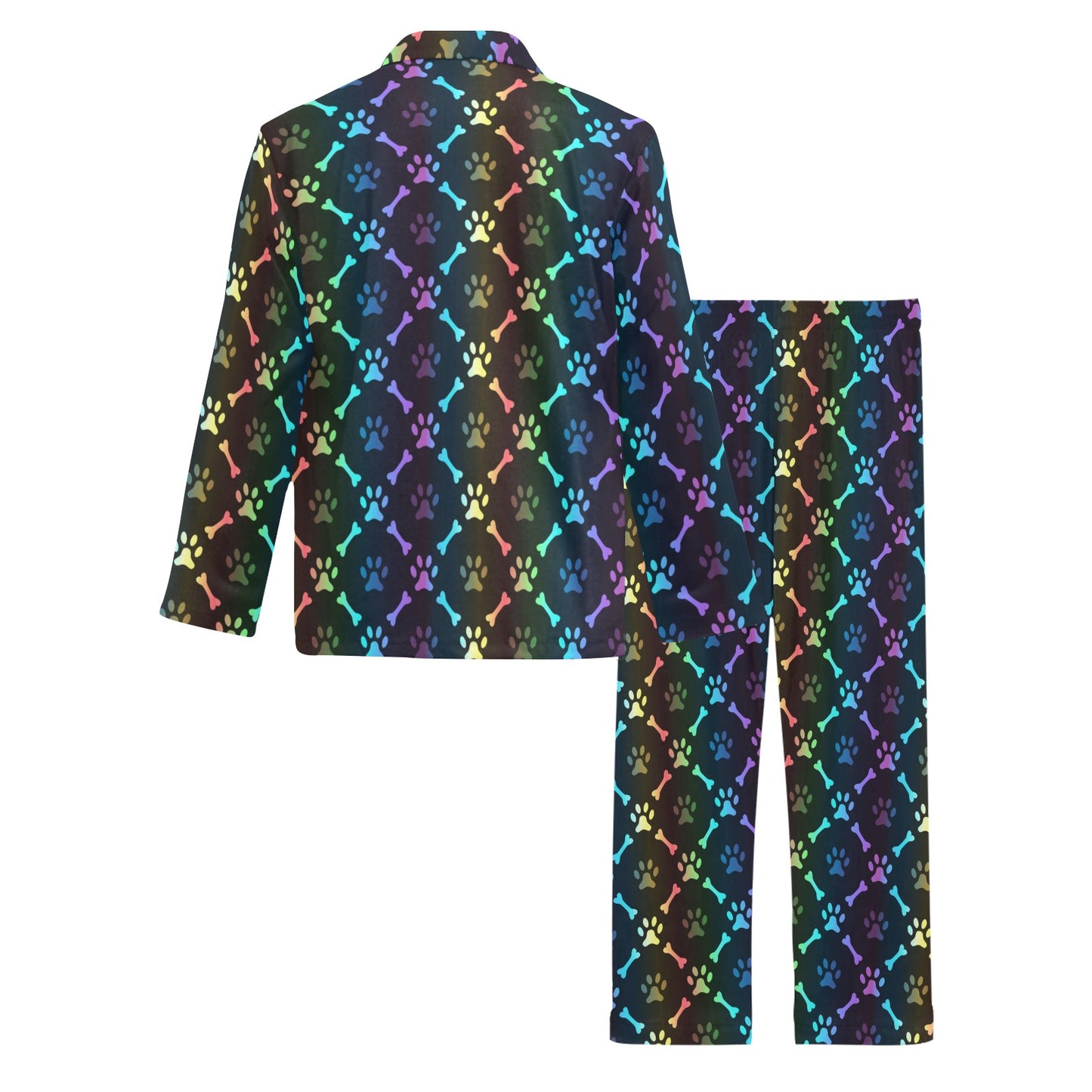 Paw Rainbow Print Men's Long Pajama Set