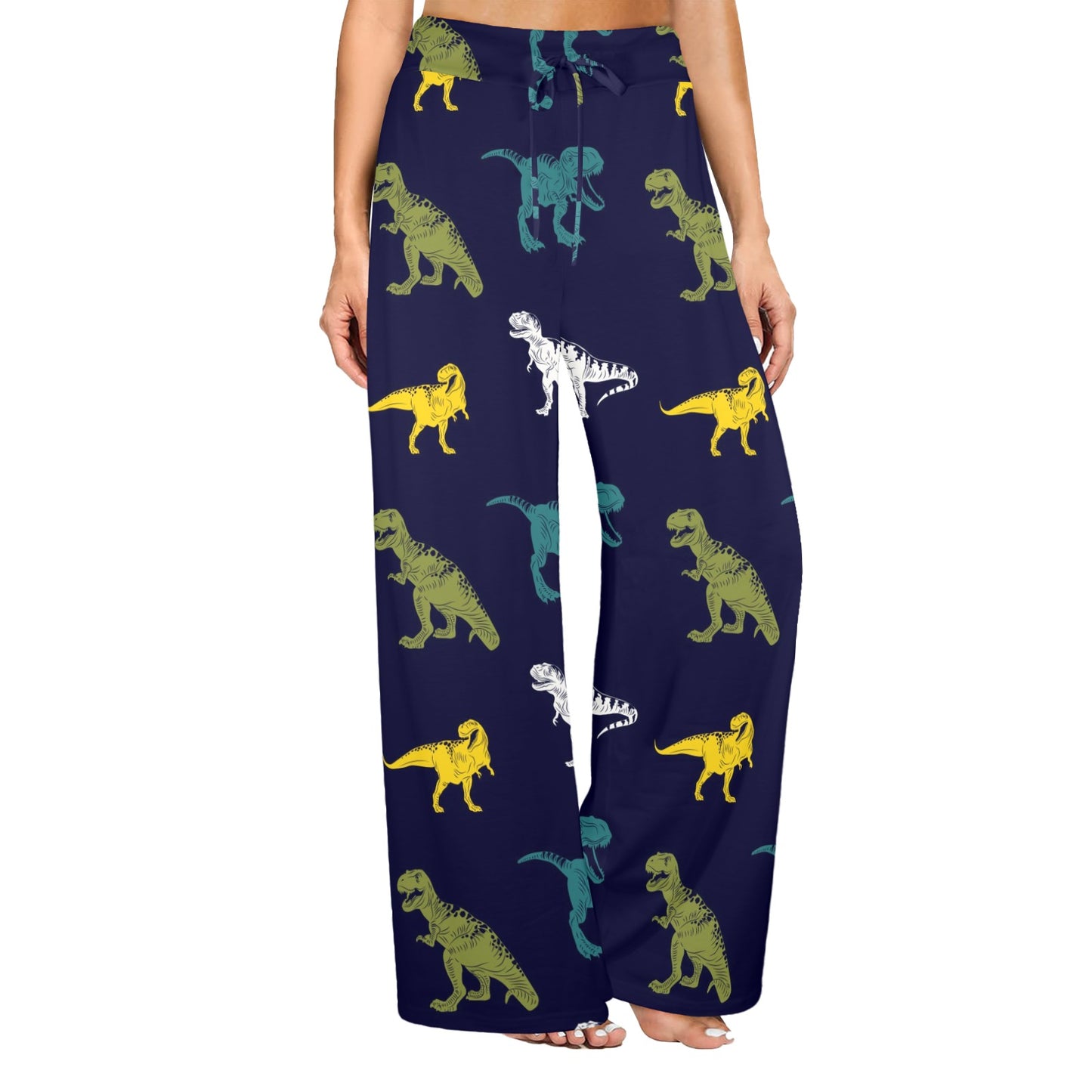 T Rex Pattern Print Design A07 Women's Wide Leg Lounge Pants