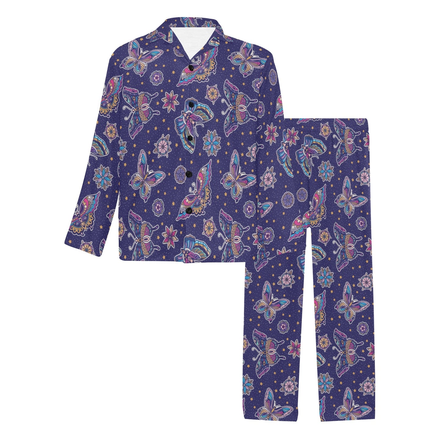 Butterfly Print Design LKS303 Men's Long Pajama Set