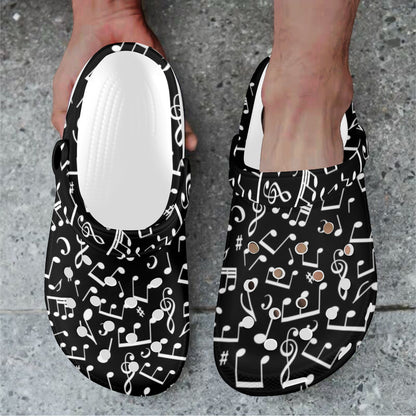 Music Note Black white Themed Print Unisex Clogs Shoes