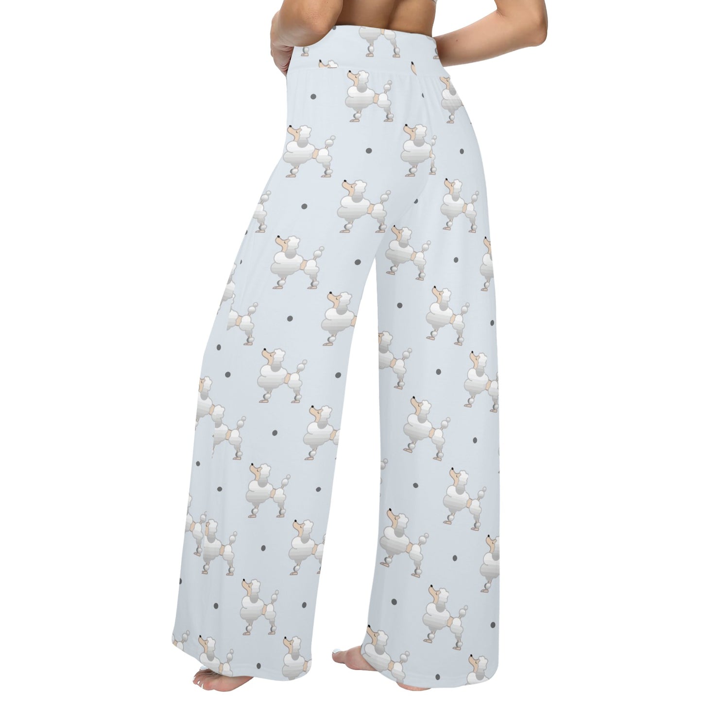 Poodle Pattern Print Design A05 Women's Wide Leg Lounge Pants