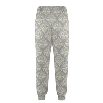 Damask Grey Elegant Print Pattern Men's Casual Track Pants