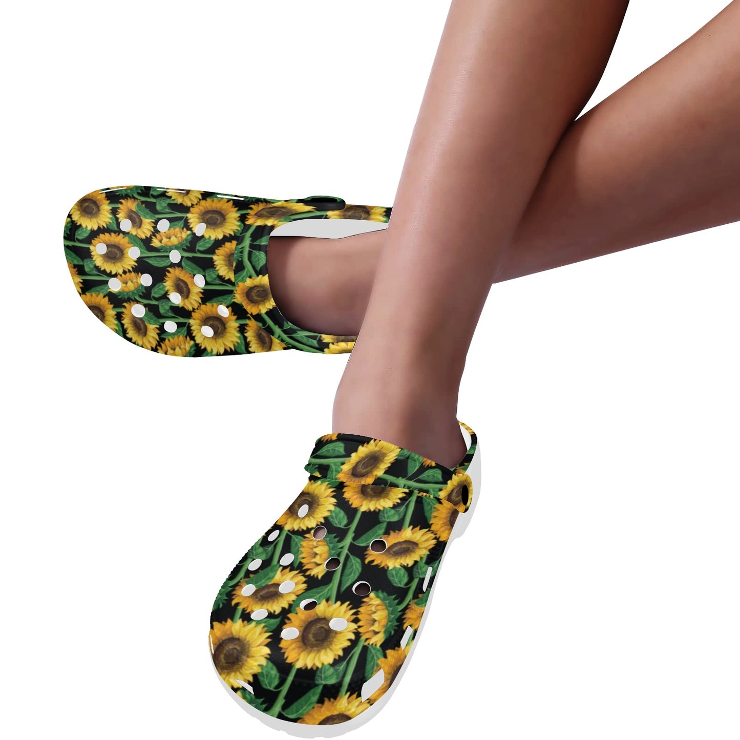 Sunflower Realistic Print Pattern Unisex Clogs Shoes