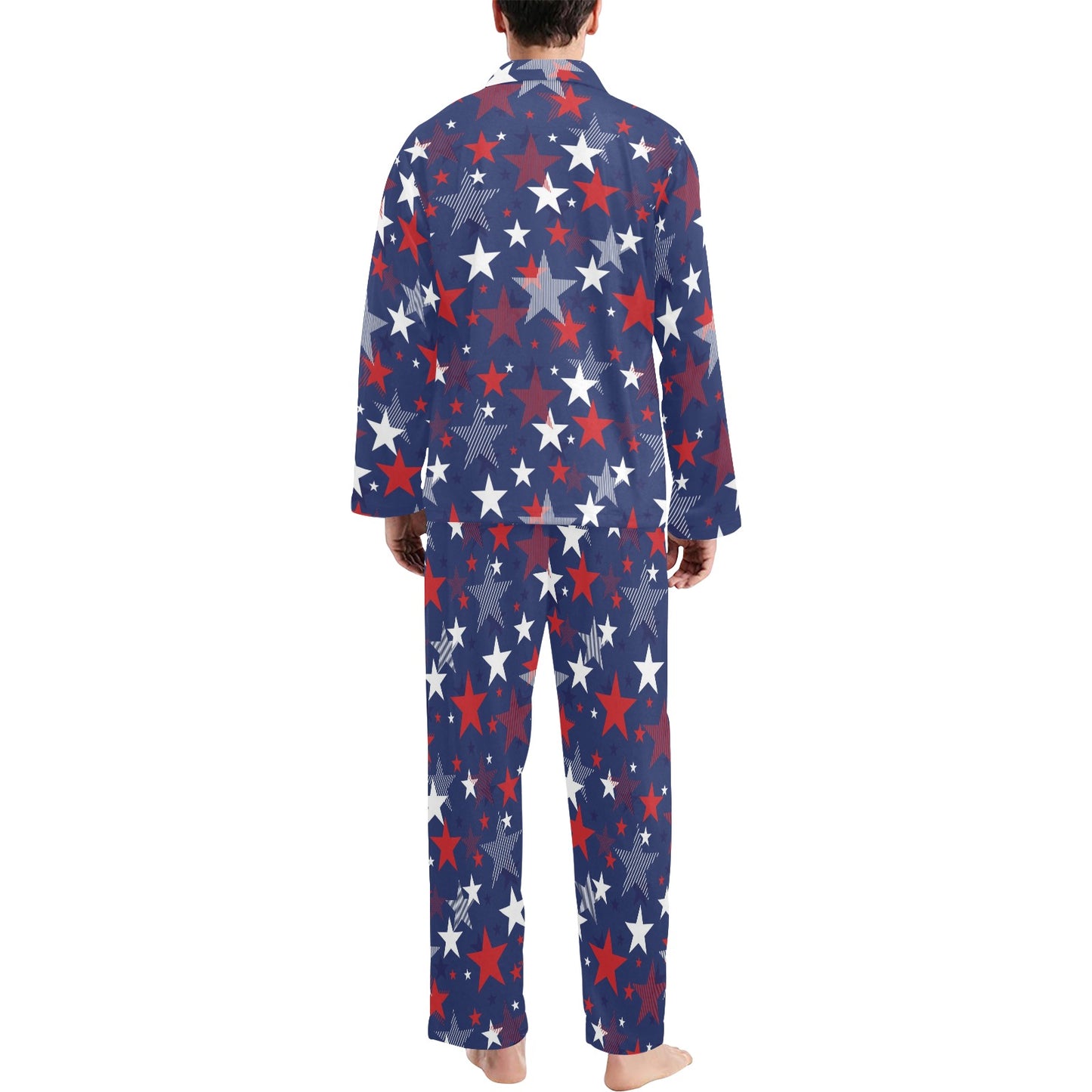 Star Print Design LKS304 Men's Long Pajama Set