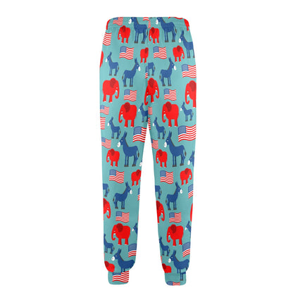 Donkey Red Elephant Pattern Print Design 03 Men's Casual Track Pants