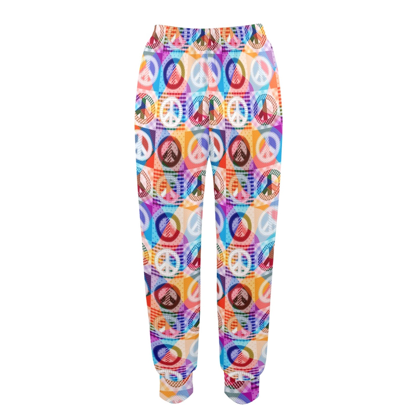Peace Sign Patchwork Design Print Women's Casual Track Pants