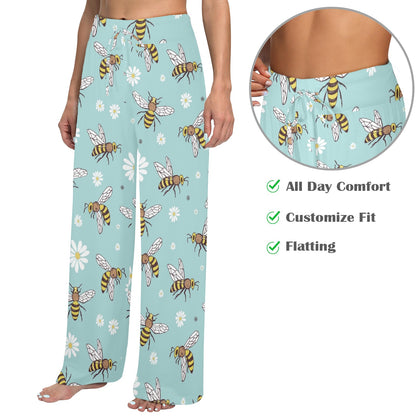 Bee Pattern Print Design BEE010 Women's Wide Leg Lounge Pants