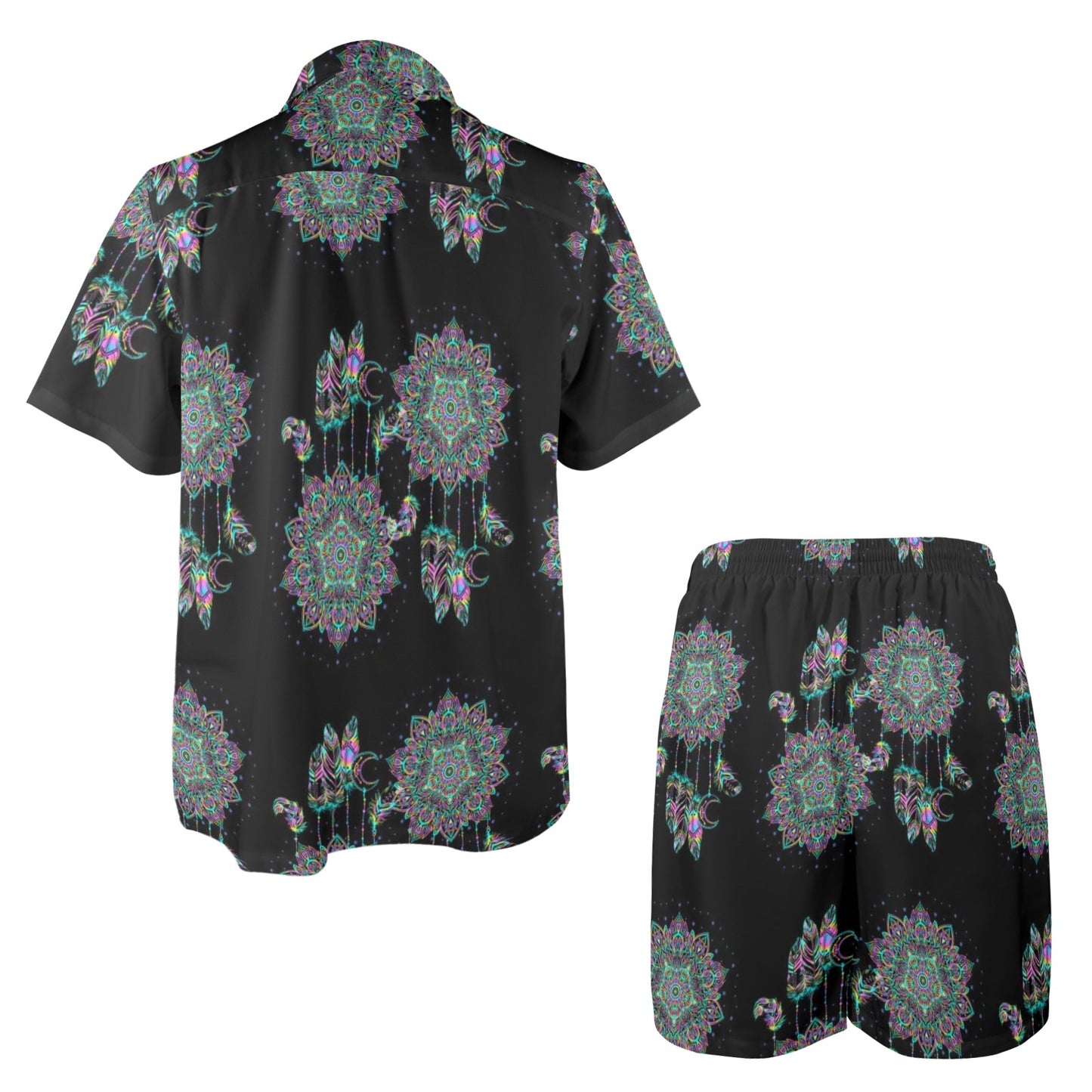 Dream Catcher Colorful Hand Draw Men's Beach Shirt and Shorts Set