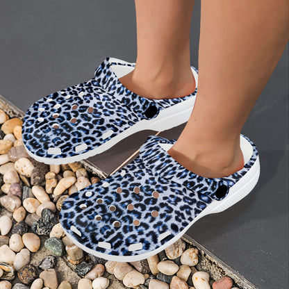 Leopard Blue Skin Print Unisex Clogs Shoes