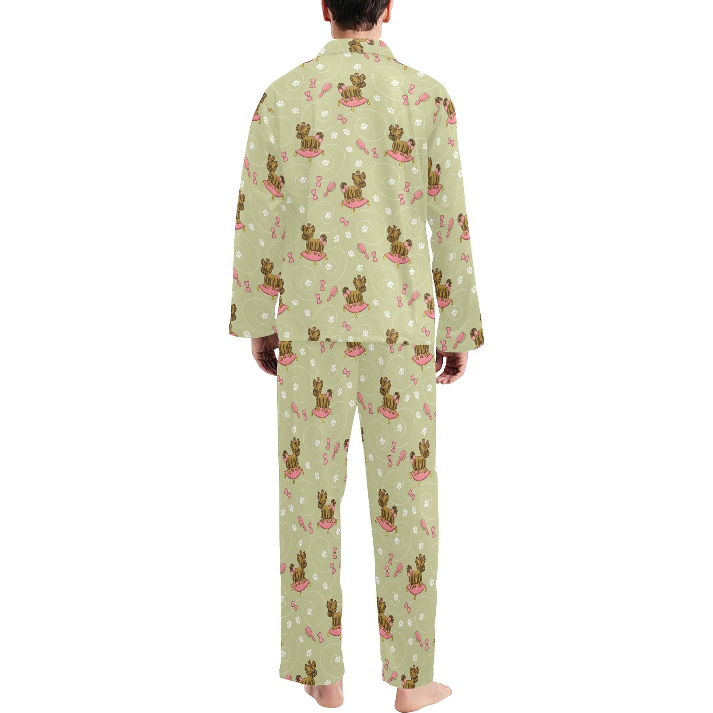 Yorkshire Cute Terriers Print Design LKS301 Men's Long Pajama Set