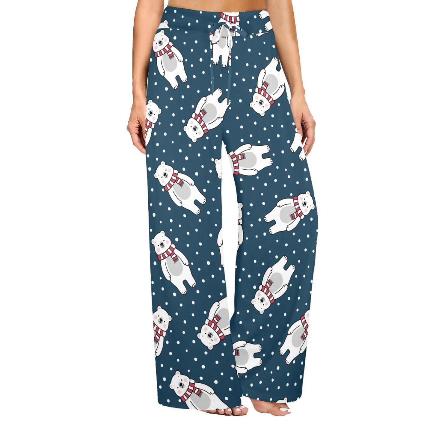 Polar Bear Pattern Print Design PB05 Women's Wide Leg Lounge Pants