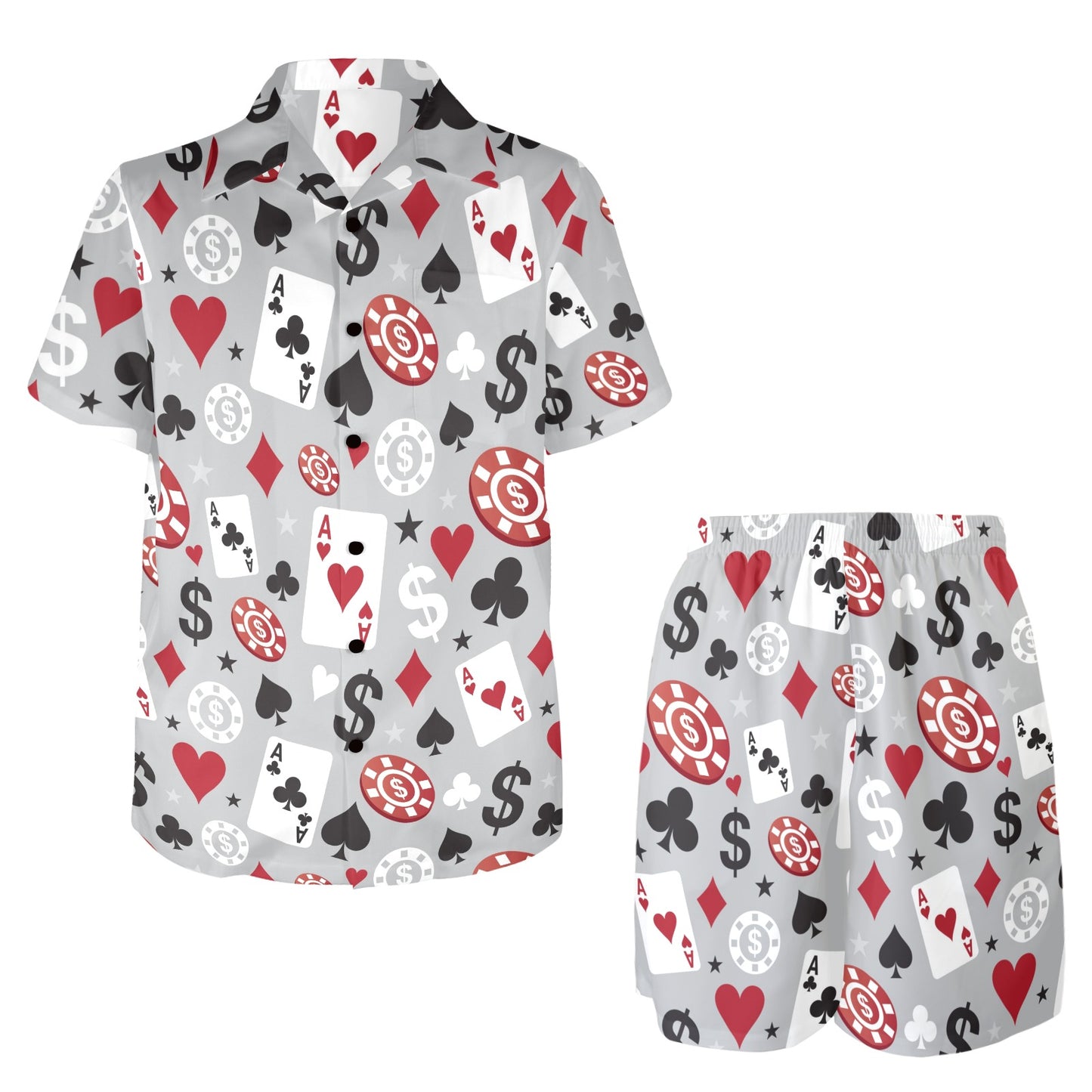 Casino Pattern Print Design 01 Men's Beach Shirt and Shorts Set