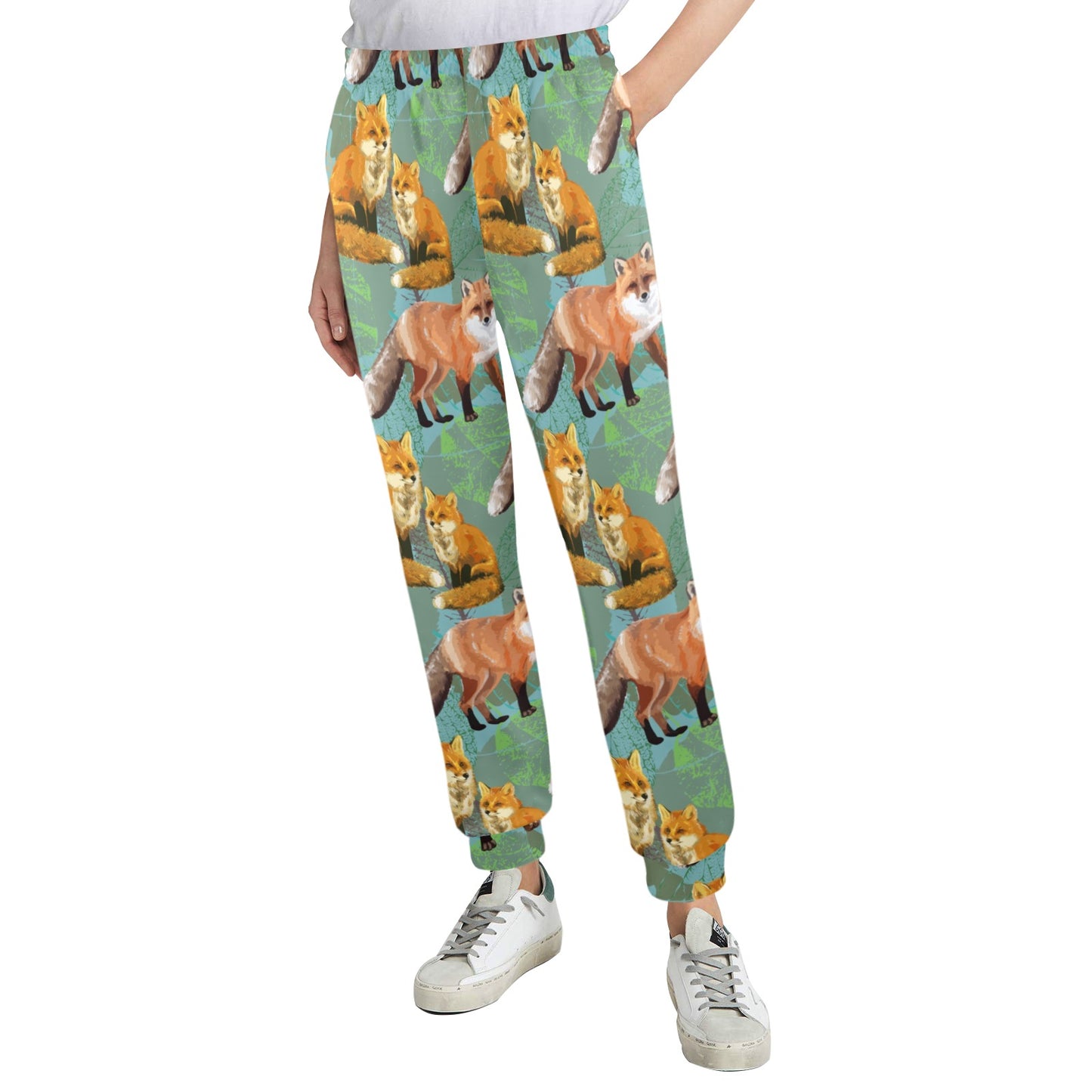 Fox Autumn leaves Themed Women's Casual Track Pants