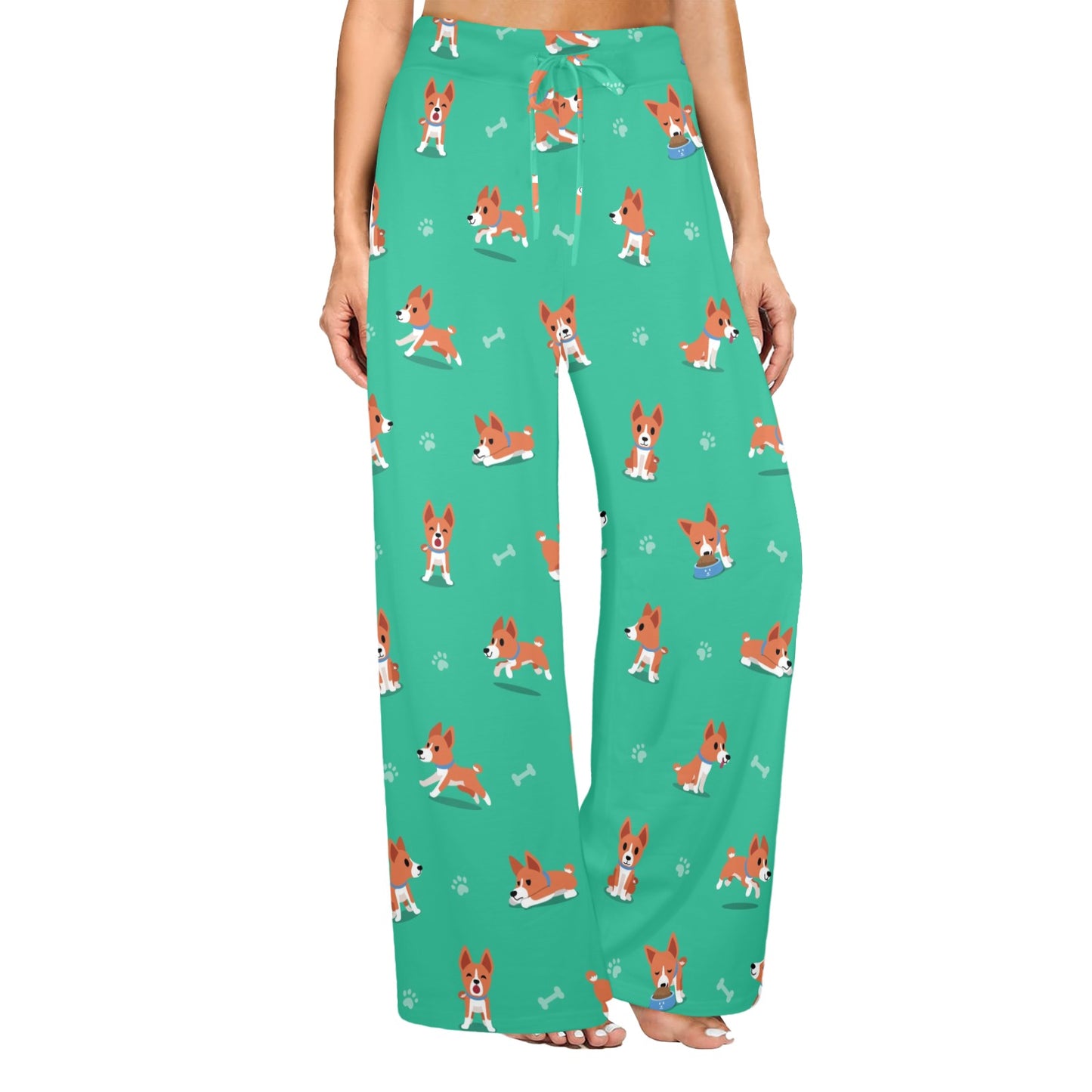 Basenji Pattern Print Design 02 Women's Wide Leg Lounge Pants