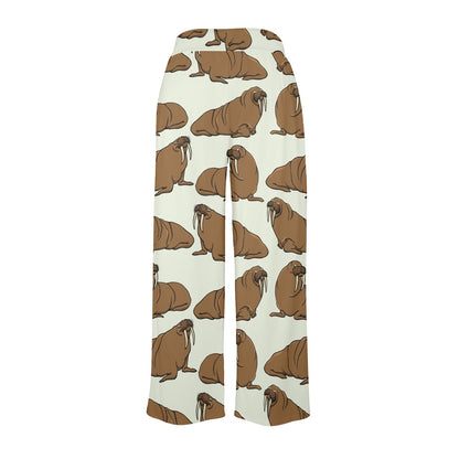 Walrus Pattern Print Design 03 Women's Wide Leg Lounge Pants