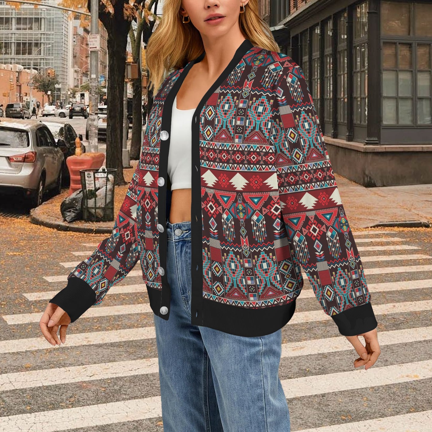Tribal Aztec Indians native american Women's Cardigan