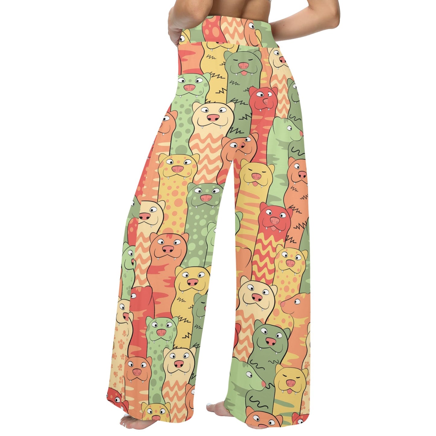 Ferret Pattern Print Design 01 Women's Wide Leg Lounge Pants