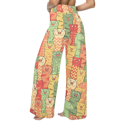 Ferret Pattern Print Design 01 Women's Wide Leg Lounge Pants