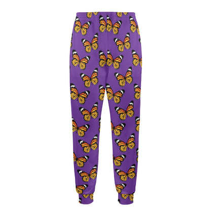Monarch Butterfly Purple Print Pattern Men's Casual Track Pants