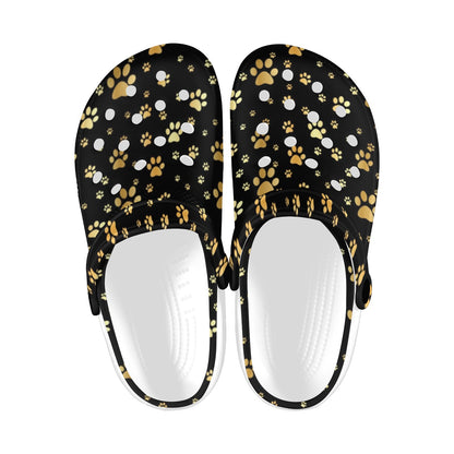 Paw Gold Print Unisex Clogs Shoes