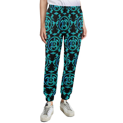 turquoise Tribal Sea Turtle Hawaiian Women's Casual Track Pants