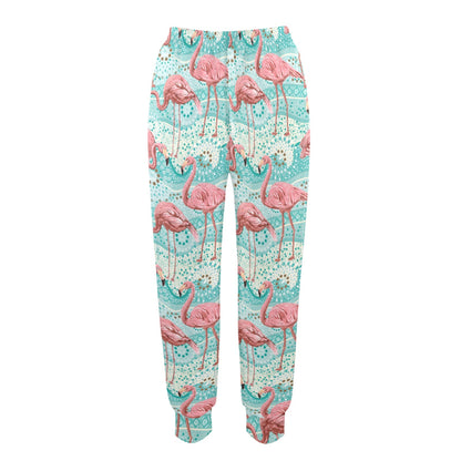 Flamingo Background Themed Print Women's Casual Track Pants