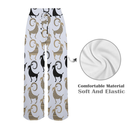 Goat Pattern Print Design 03 Women's Wide Leg Lounge Pants
