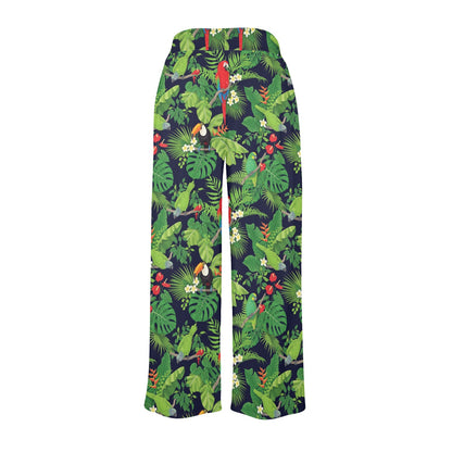 Rainforest Parrot Pattern Print Design A03 Women's Wide Leg Lounge Pants