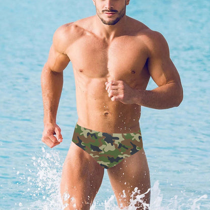 Army Camouflage Pattern Print Design 01 Men's Swimming Briefs