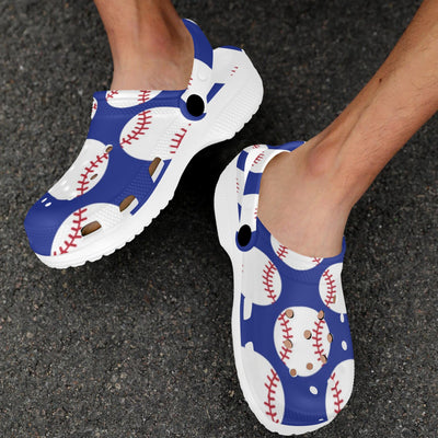 Baseball Blue Background Unisex Clogs Shoes