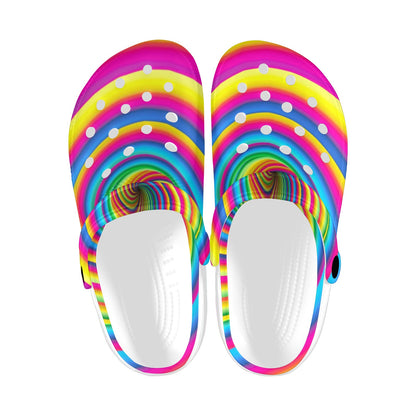 Vortex Twist Swirl Rainbow Design Unisex Clogs Shoes