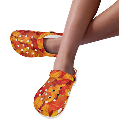 Elm Leave Autum Print Pattern Unisex Clogs Shoes