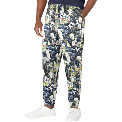 Cow Watercolor Print Pattern Men's Casual Track Pants