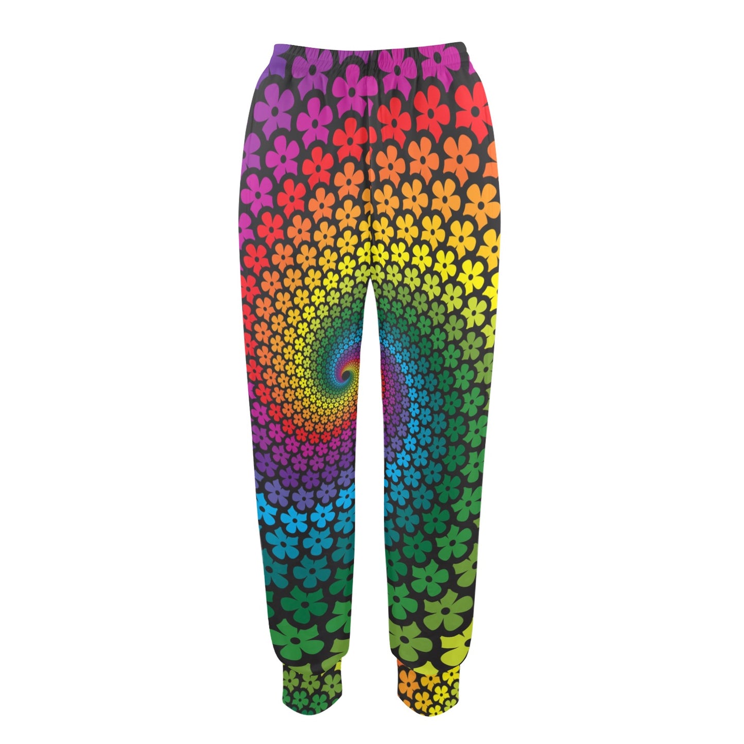 Flower Power Rainbow Spiral Print Women's Casual Track Pants