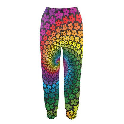 Flower Power Rainbow Spiral Print Women's Casual Track Pants