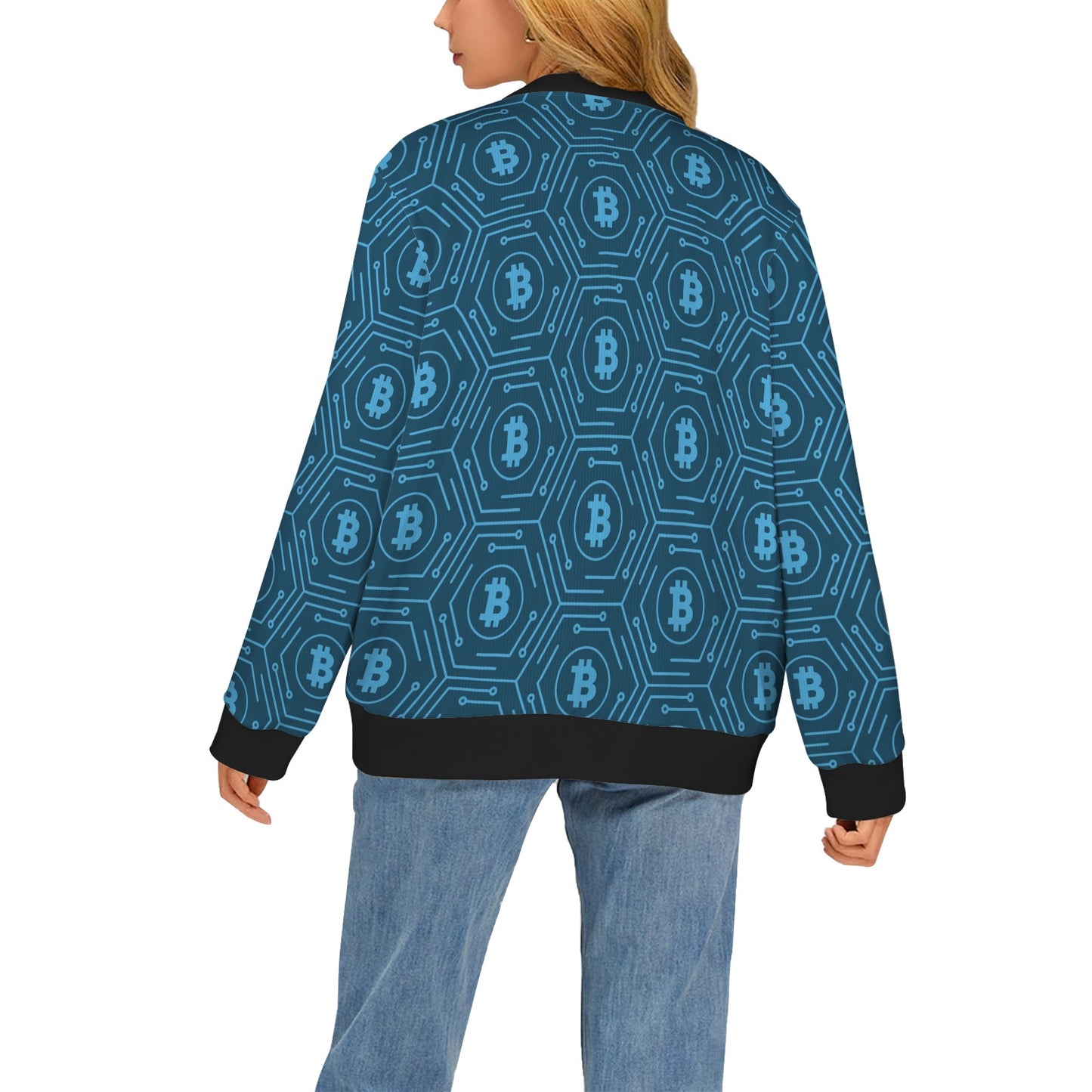 Cryptocurrency Pattern Print Design 04 Women's Cardigan