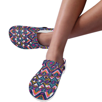Indian Navajo Pink Themed Design Print Unisex Clogs Shoes