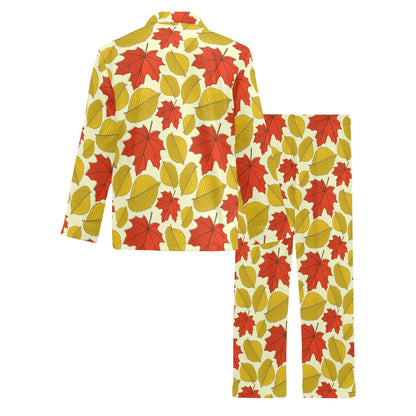Elm Maple Leave Print Pattern Men's Long Pajama Set