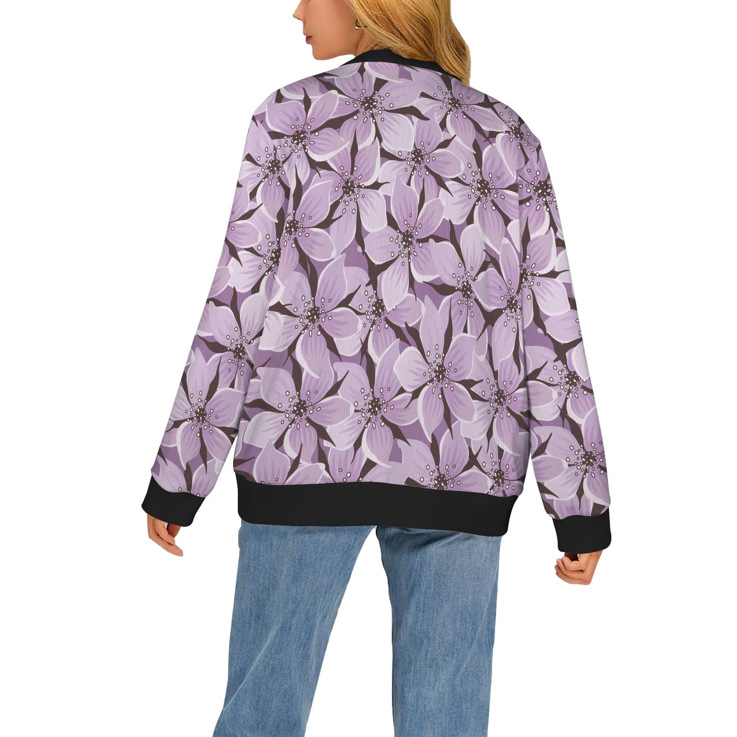 Lilac Pattern Print Design 01 Women's Cardigan