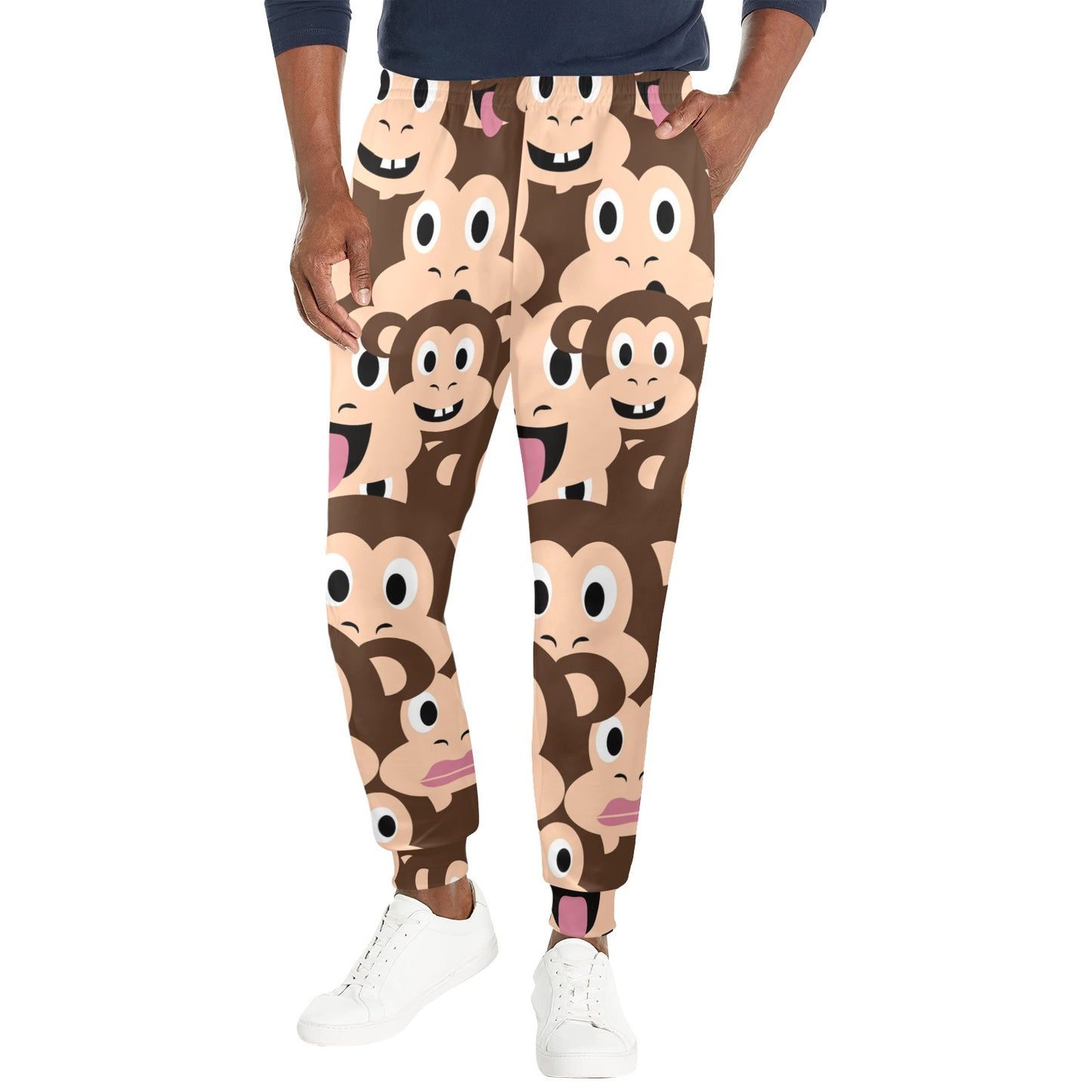 Emoji Monkey Print Pattern Men's Casual Track Pants