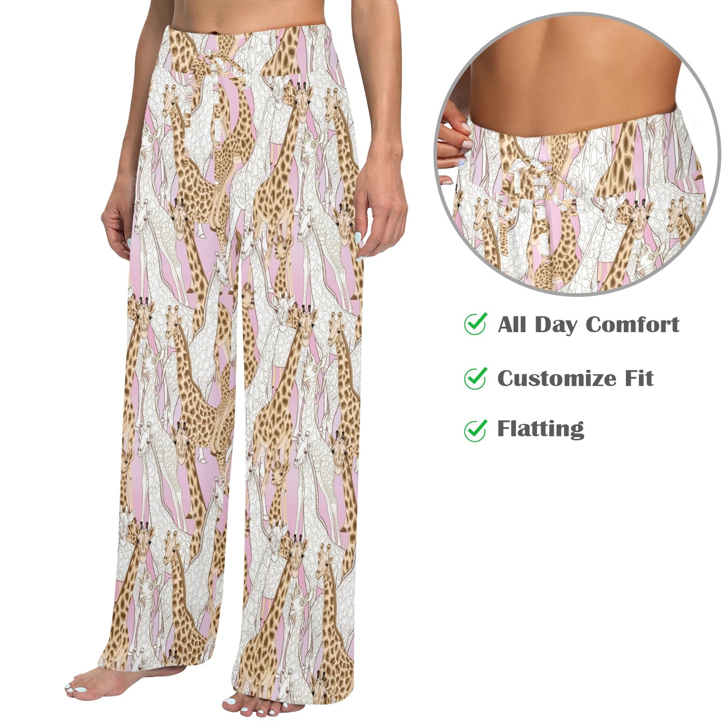 giraffe Design Print Pattern JJ0269 Women's Wide Leg Lounge Pants
