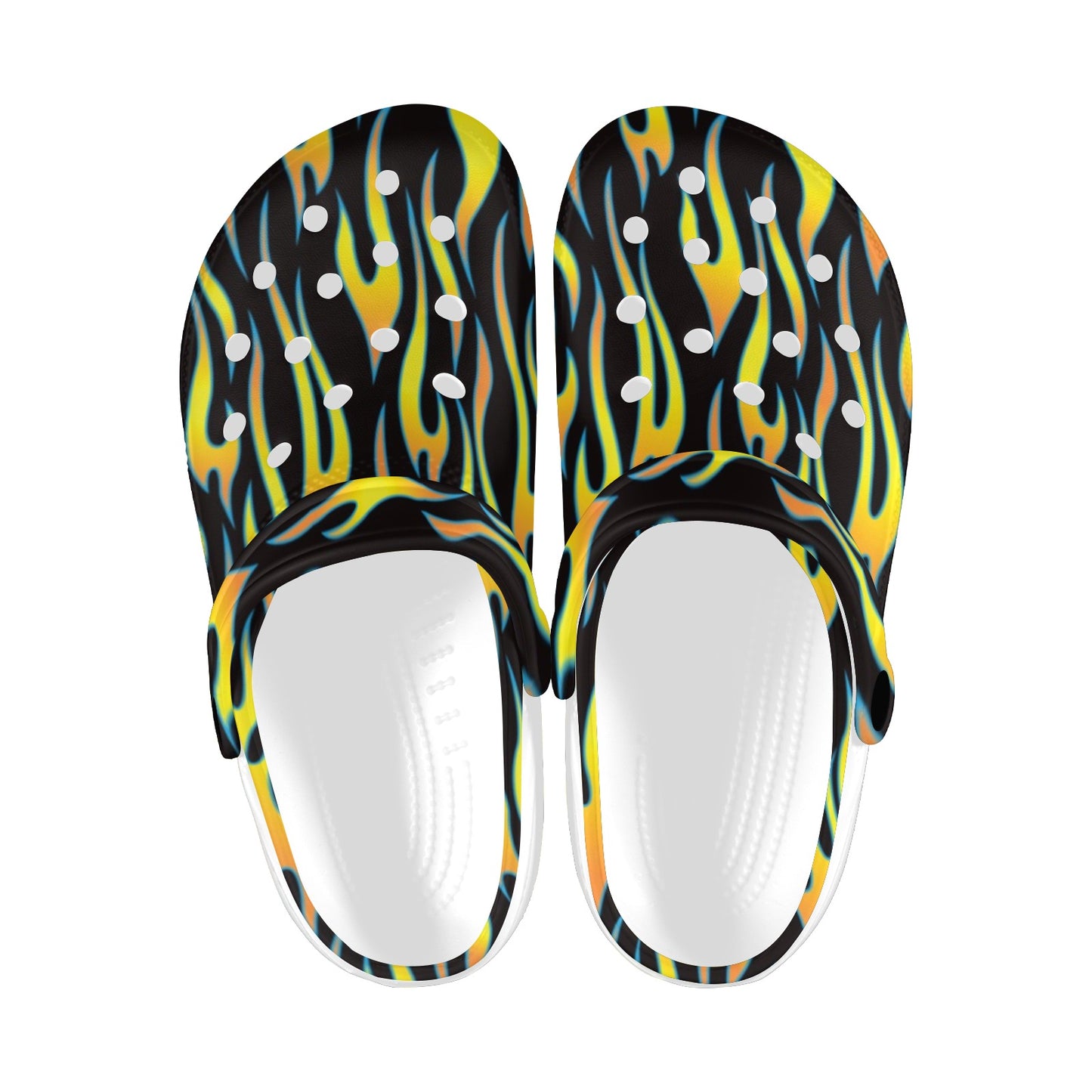 Flame Fire Yellow Pattern Unisex Clogs Shoes