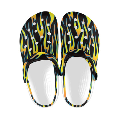 Flame Fire Yellow Pattern Unisex Clogs Shoes